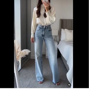 Zara TRF high rise wide leg jeans lift wash NWT
